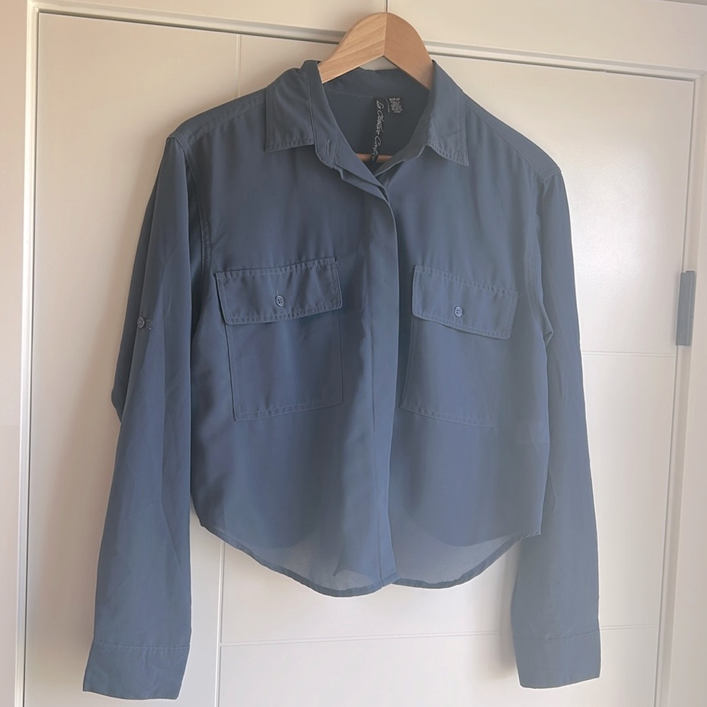 Cropped Button Shirt with tie back